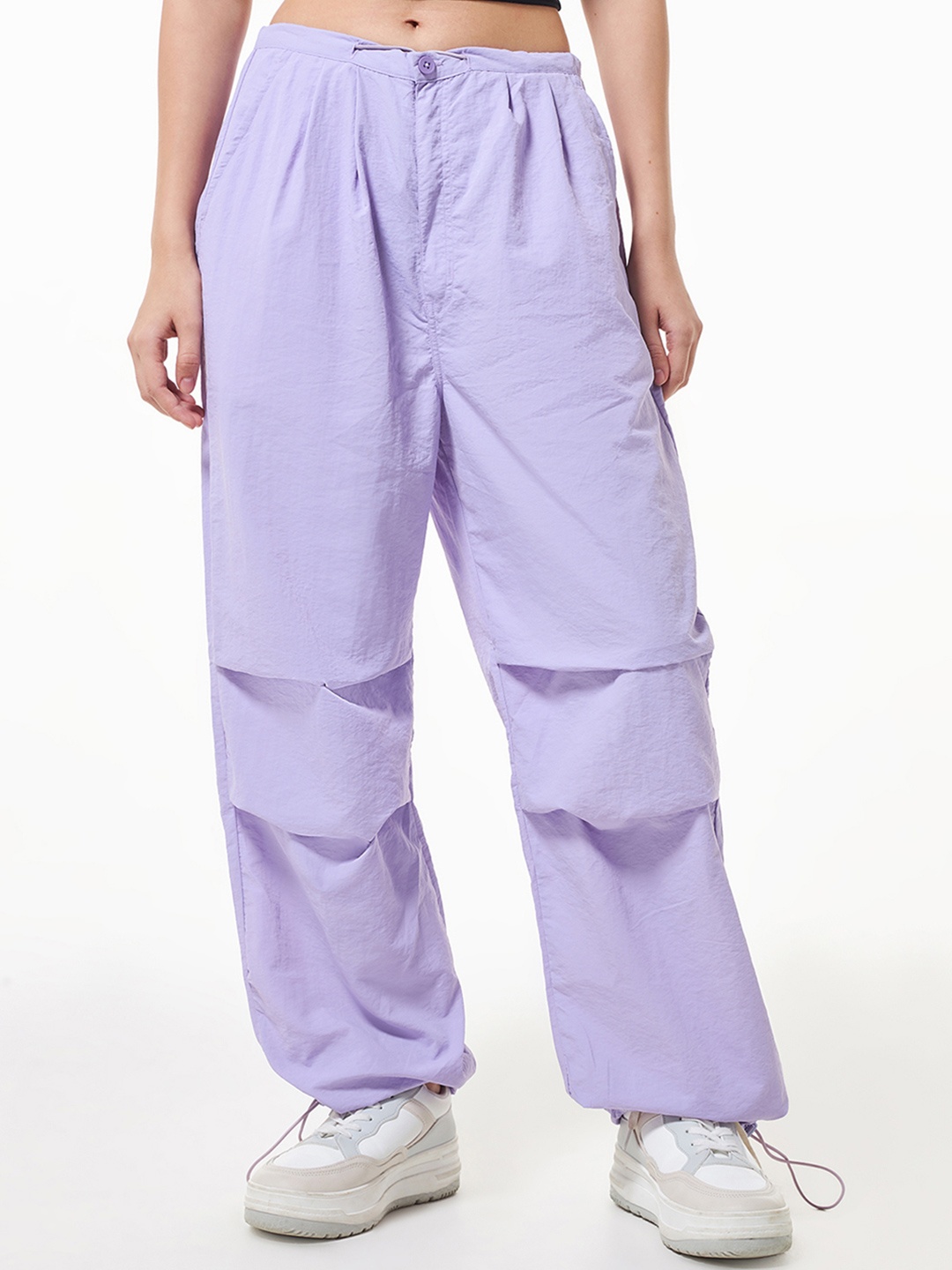 

Bewakoof Women Baggy Oversized Parachute Pants, Purple