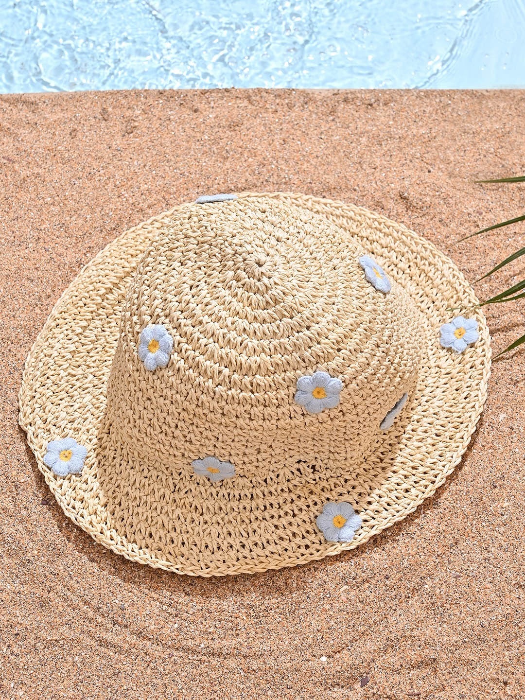 

ToniQ Women Straw Floral Summer Beach Hat, Beige