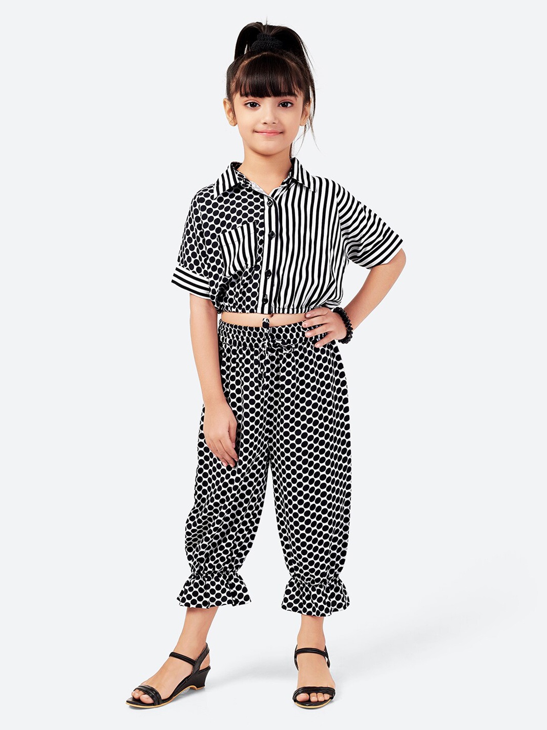 

BAESD Girls Striped Printed Cotton Straight Shirt Maxi Dress, Black