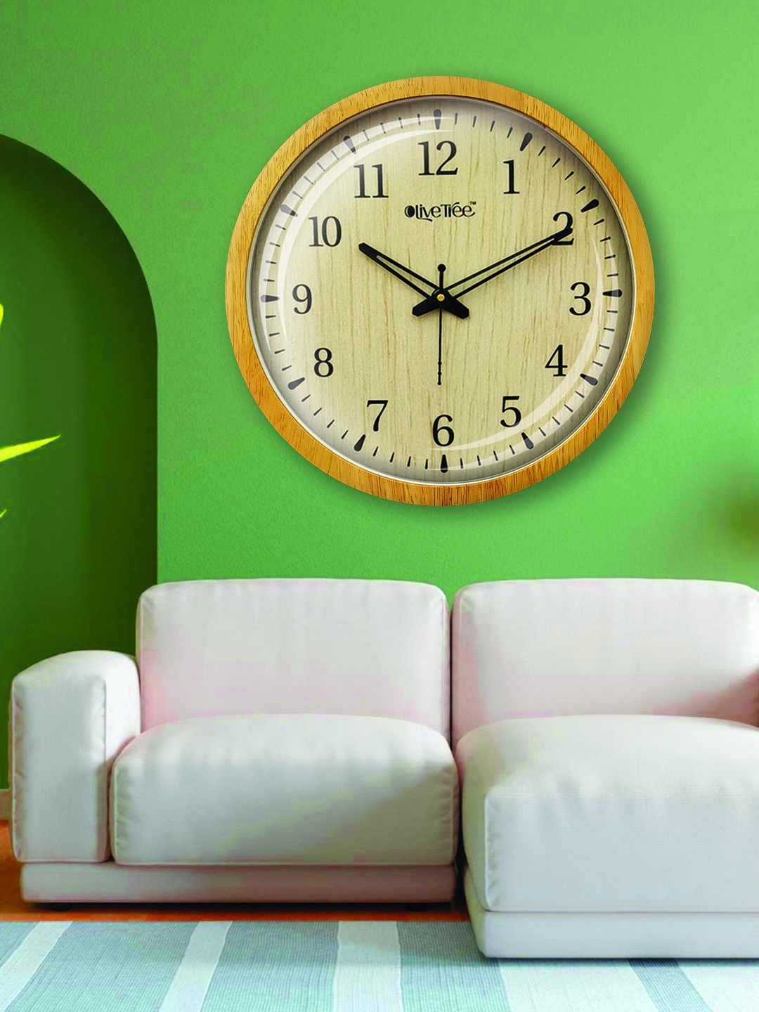 

OLIVE TREE Cream-Coloured & Black Textured Wooden Vintage Wall Clock