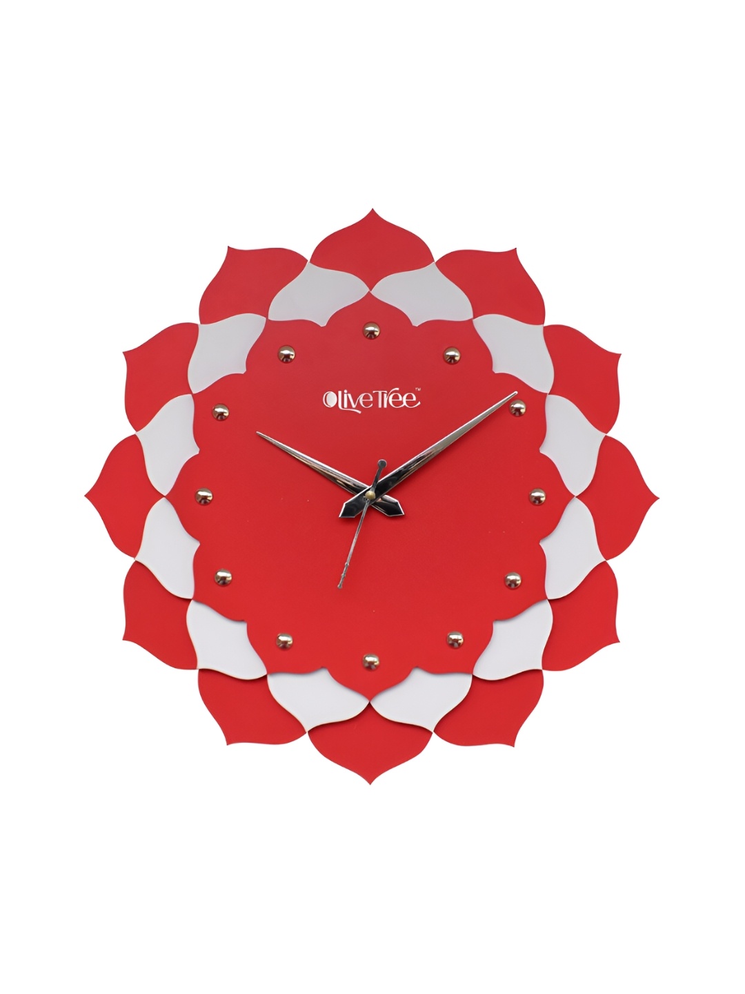 

OLIVE TREE Red & White Textured Wooden Vintage Wall Clock