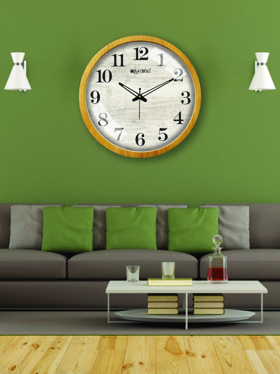 

OLIVE TREE Cream-Coloured & White Textured Wooden Vintage Wall Clock