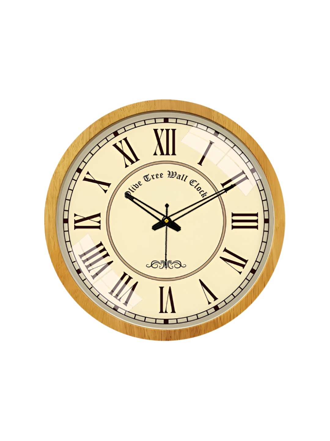 

OLIVE TREE Cream-Coloured & Black Textured Wooden Vintage Wall Clock