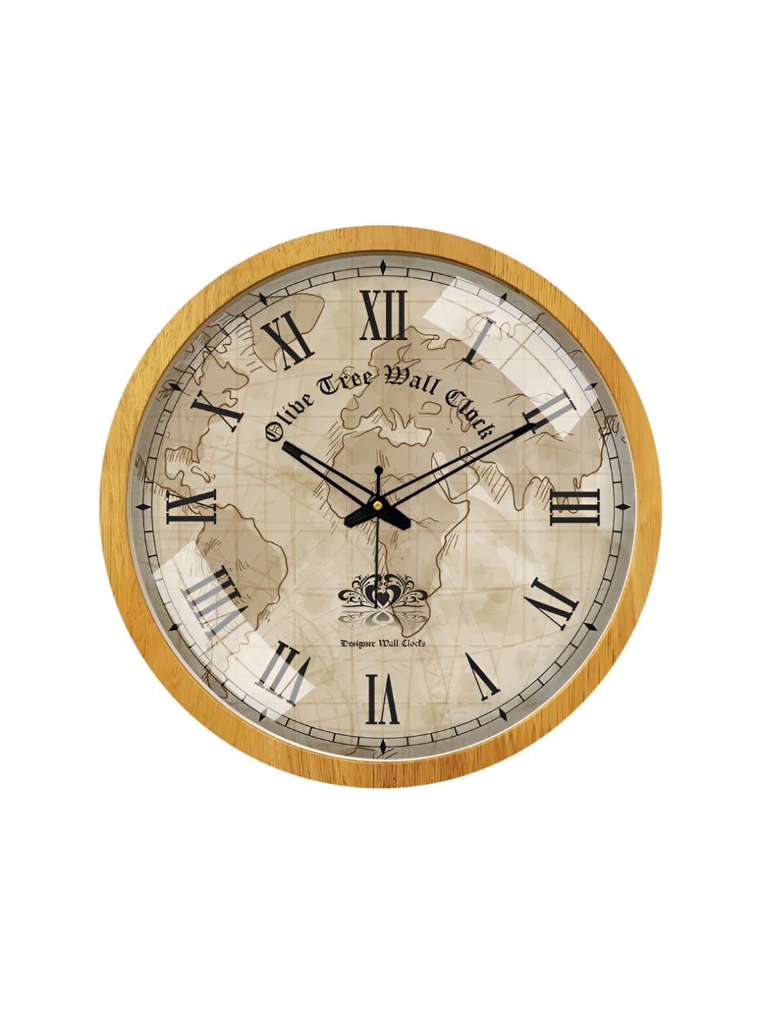 

OLIVE TREE Cream-Coloured & Black Textured Analogue Wooden Vintage Wall Clock