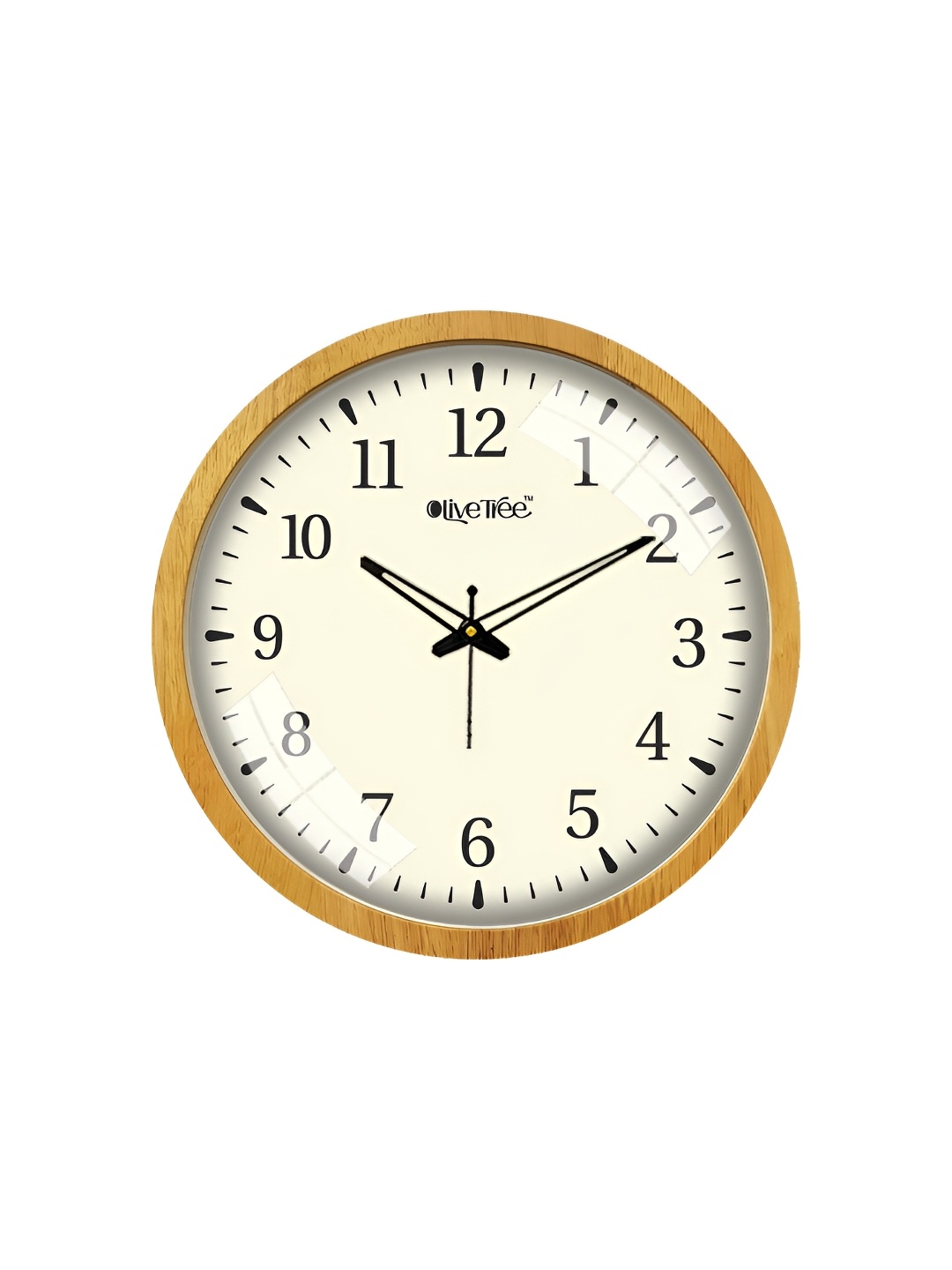 

OLIVE TREE Cream-Coloured & Black Textured Analogue Wooden Vintage Wall Clock