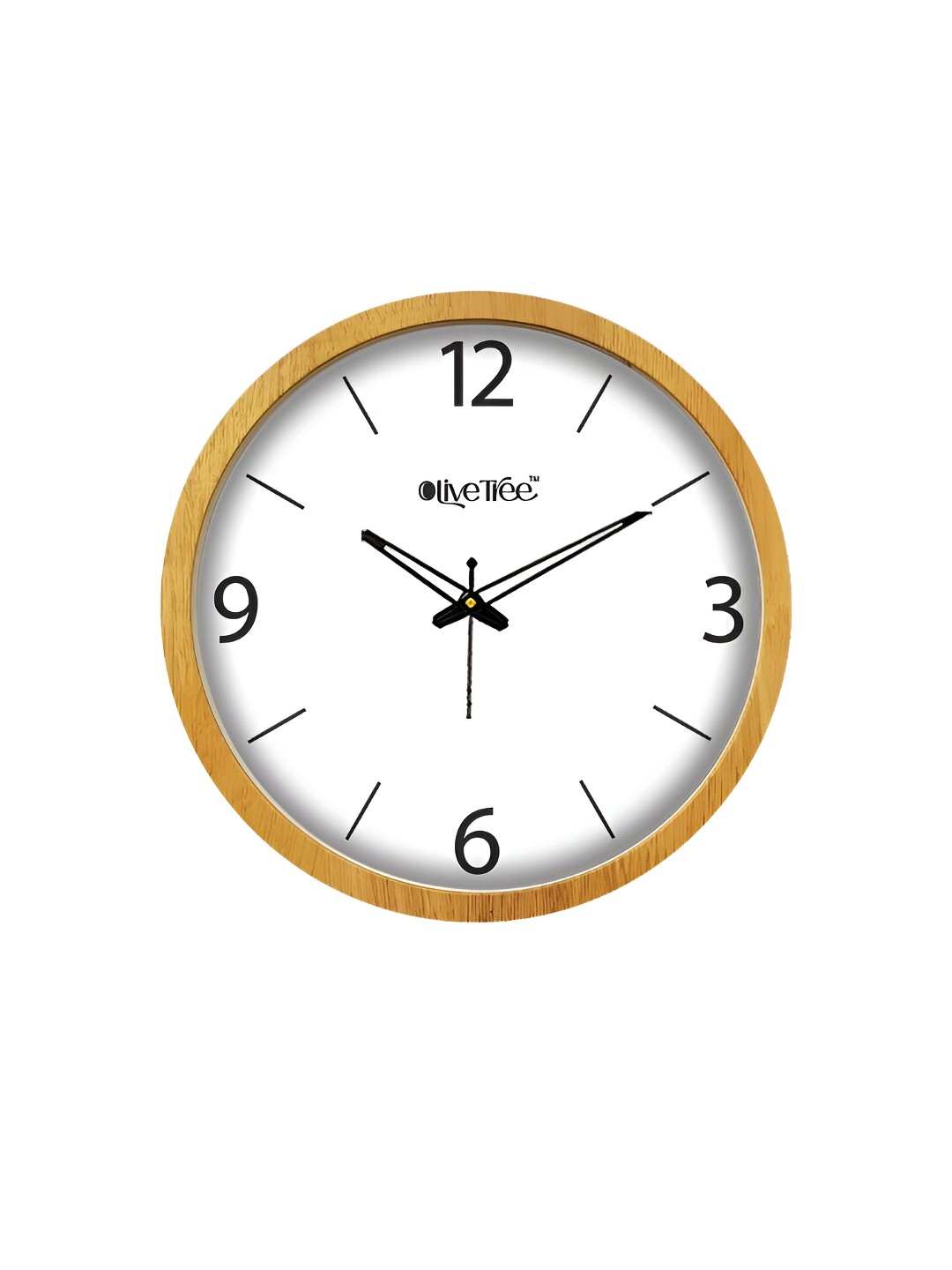 

OLIVE TREE Cream-Coloured & Black Textured Analogue Wooden Vintage Wall Clock