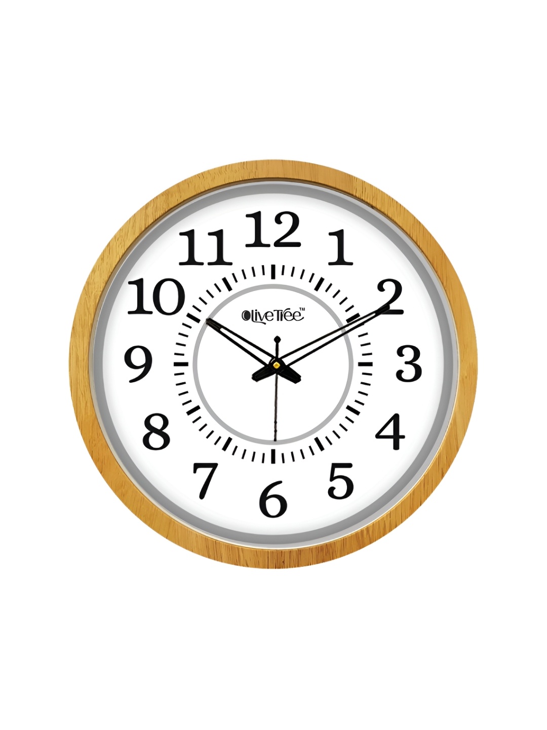 

OLIVE TREE Cream-Coloured & Black Textured Analogue Wooden Vintage Wall Clock