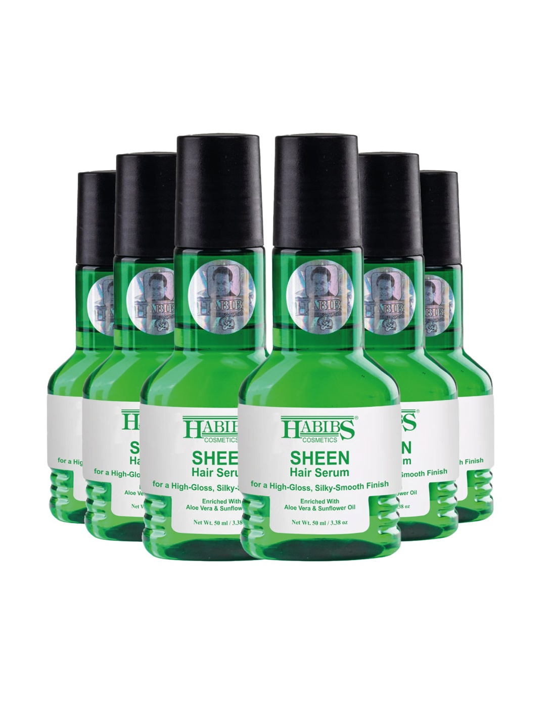 

HABIBS Sheen Set of 6 Hair Serum For Silky Smooth Finish - 50ml Each, Green