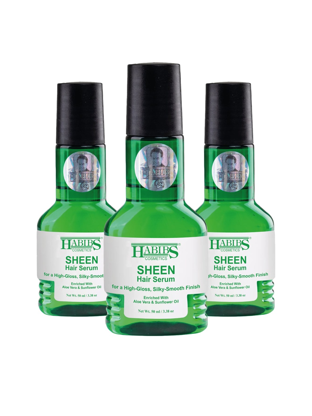 

HABIBS Sheen Set of 3 Hair Serum For Silky Smooth Finish - 50ml Each, Green