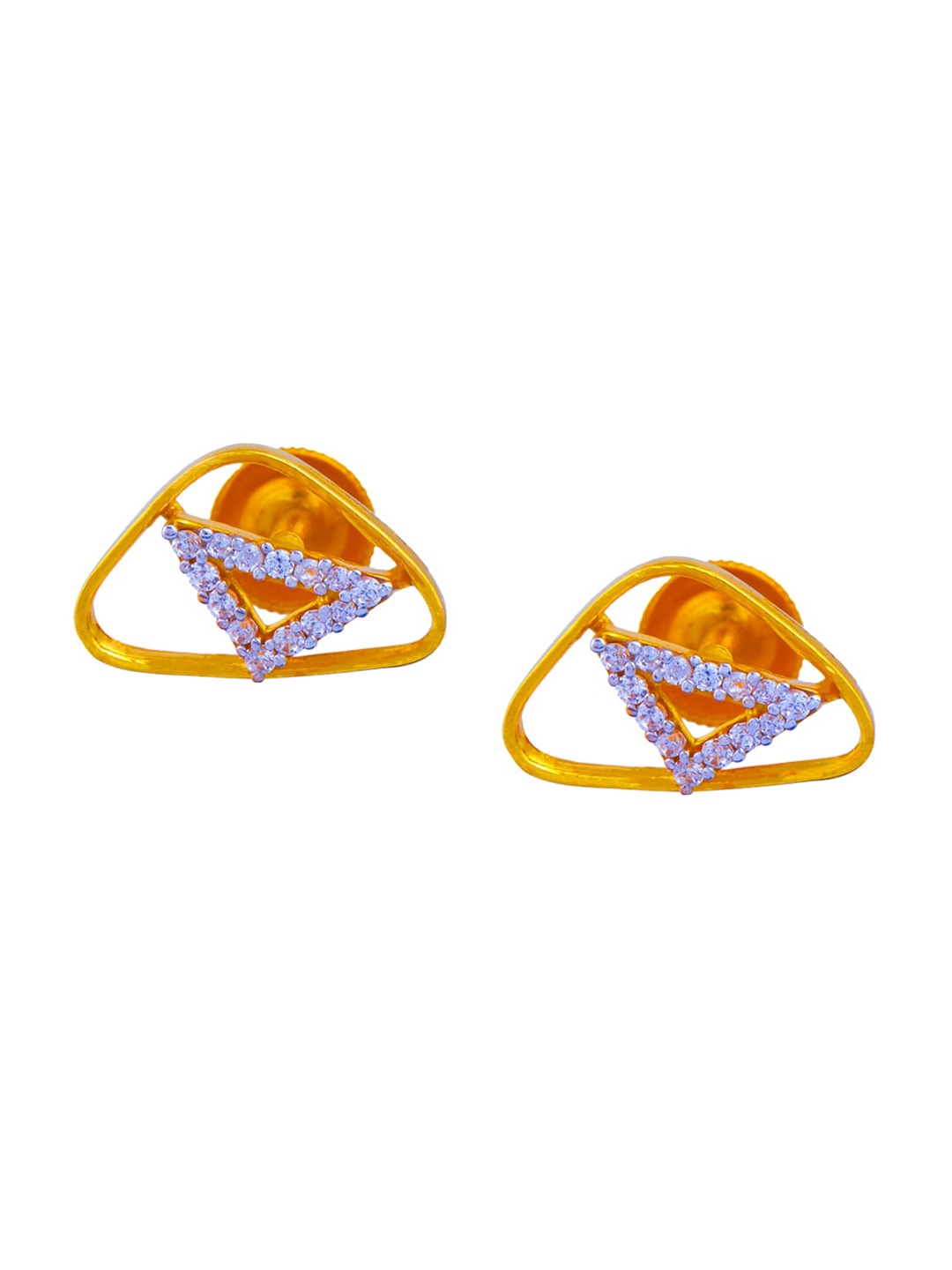

BHIMA 22K Hallmark 916 Purity Yellow Gold Triangle Stone Stud