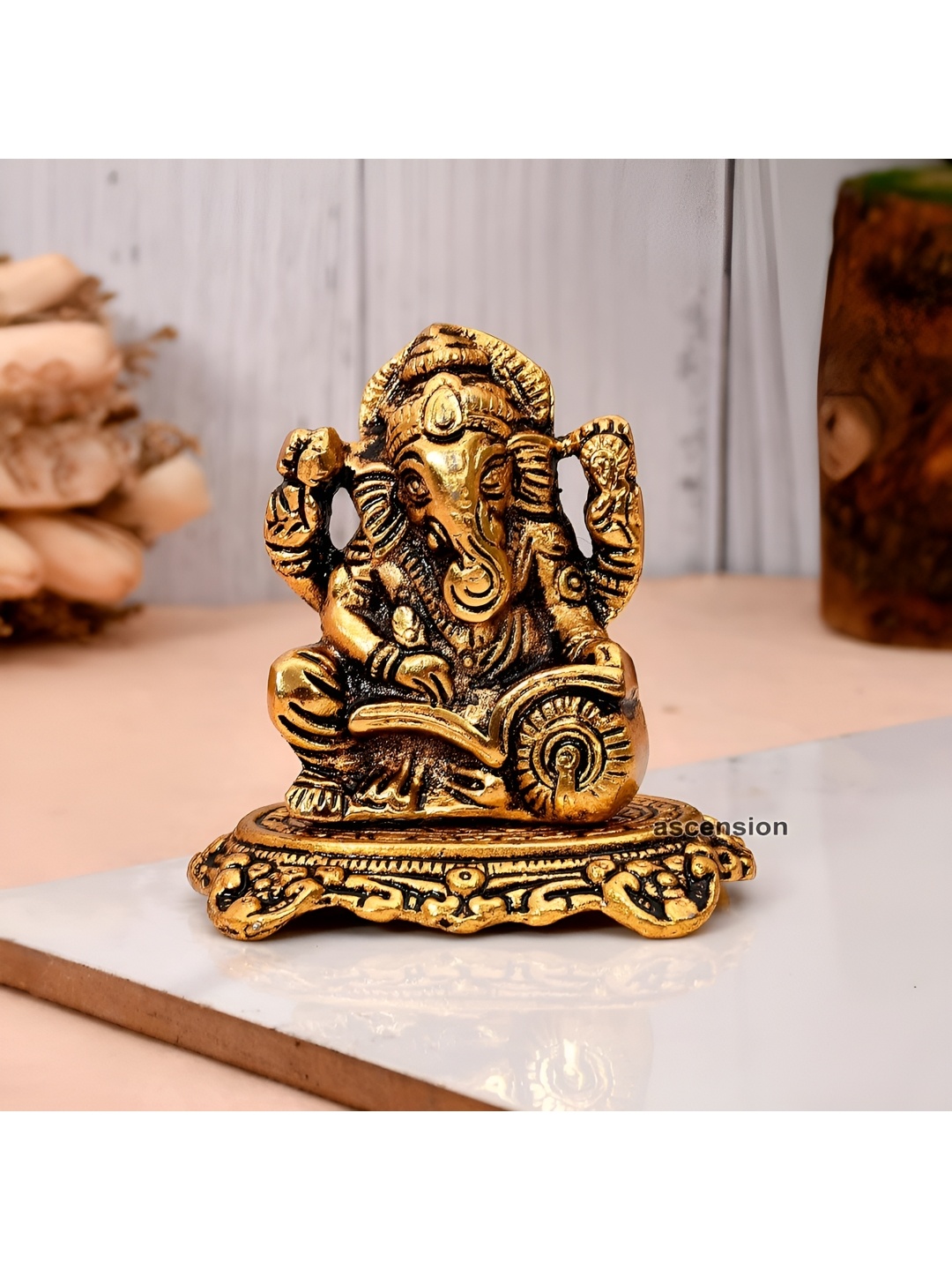 

Ascension Gold-Toned Metal Lord Ganesha Religious Idol Showpiece