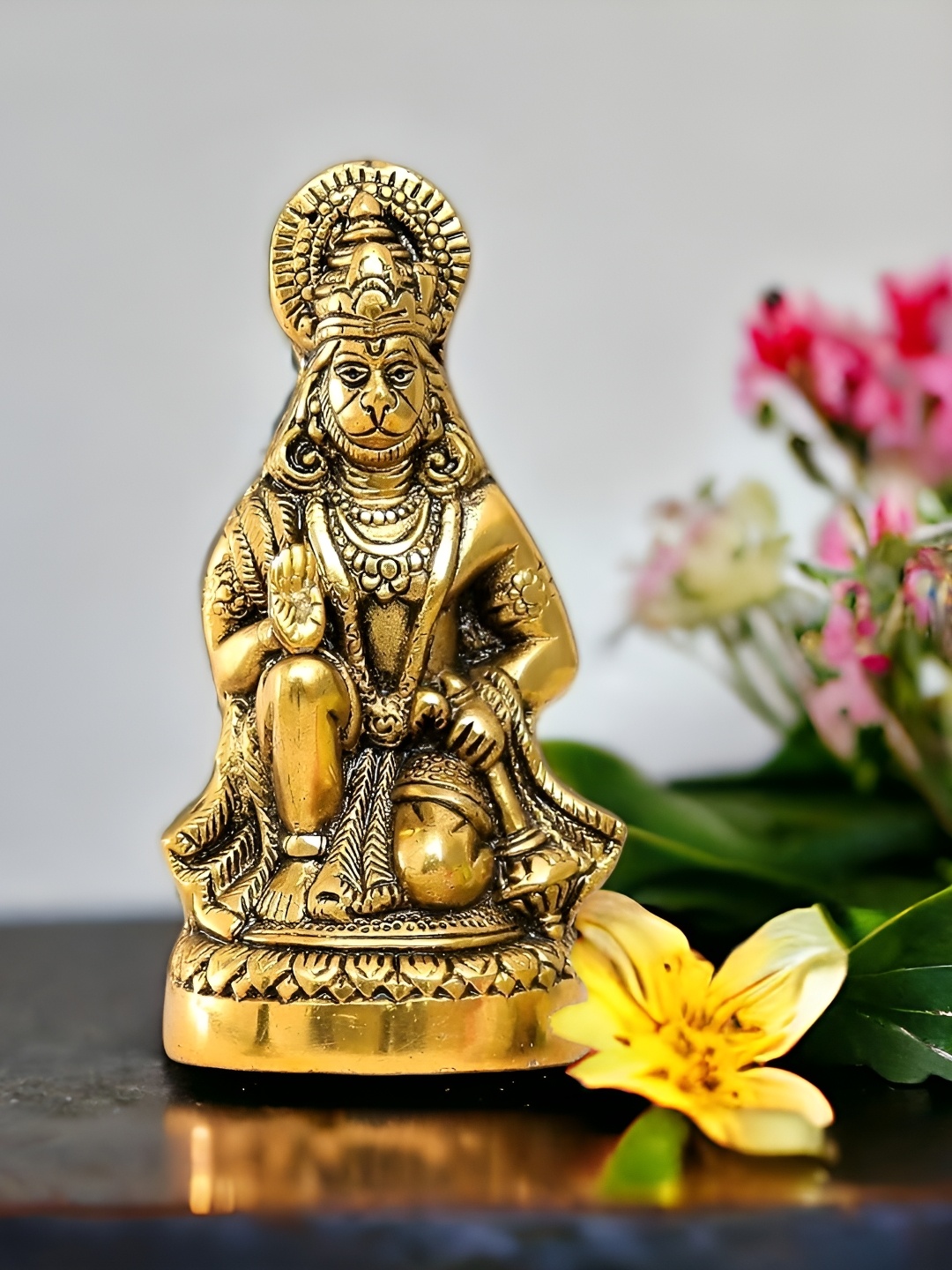 

Ascension Gold-Toned Hanuman Ji Metal Religious Idol Showpiece