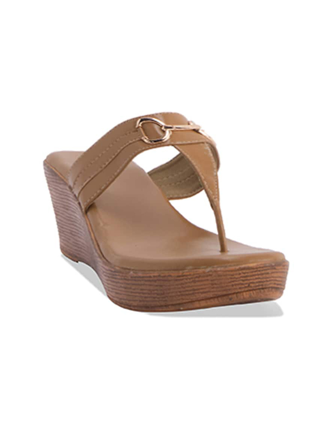 

ERIDANI Textured Open Toe Wedge Heels, Beige