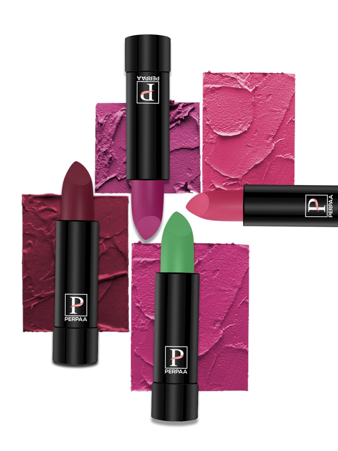 

PERPAA Set Of 4 Cremy Matte Texture Long Lasting Lipstick 3.5g Each - Shades 305-52-58-60, Pink