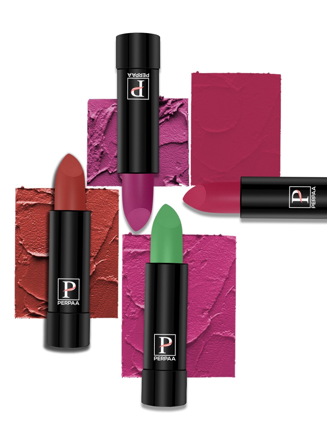 

PERPAA Set Of 4 Cremy Matte Texture Long Lasting Lipstick 3.5g Each - Shades 305-55-58-92, Pink