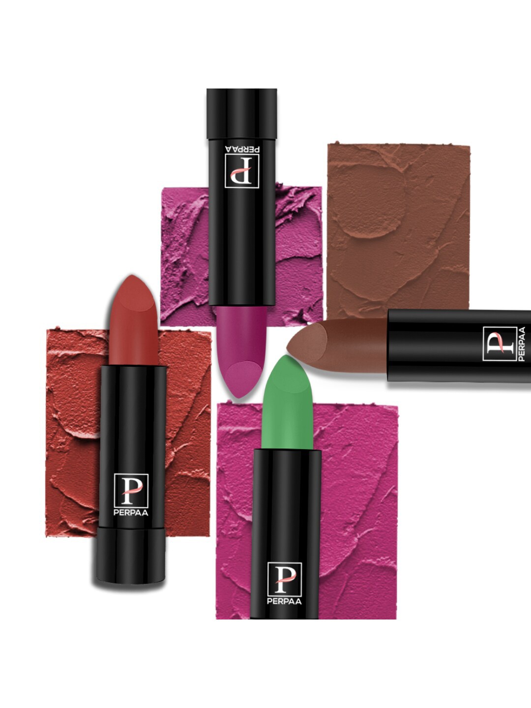 

PERPAA Set Of 4 Cremy Matte Texture Long Lasting Lipstick 3.5g Each - Shades 305-55-58-111, Pink