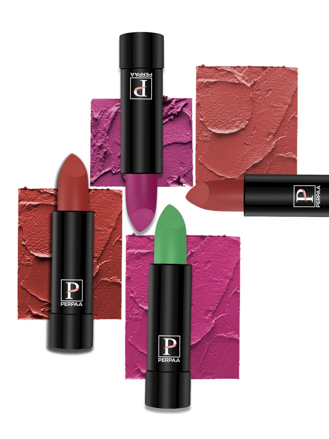 

PERPAA Set Of 4 Cremy Matte Texture Long Lasting Lipstick 3.5g Each - Shades 305-55-58-73, Pink