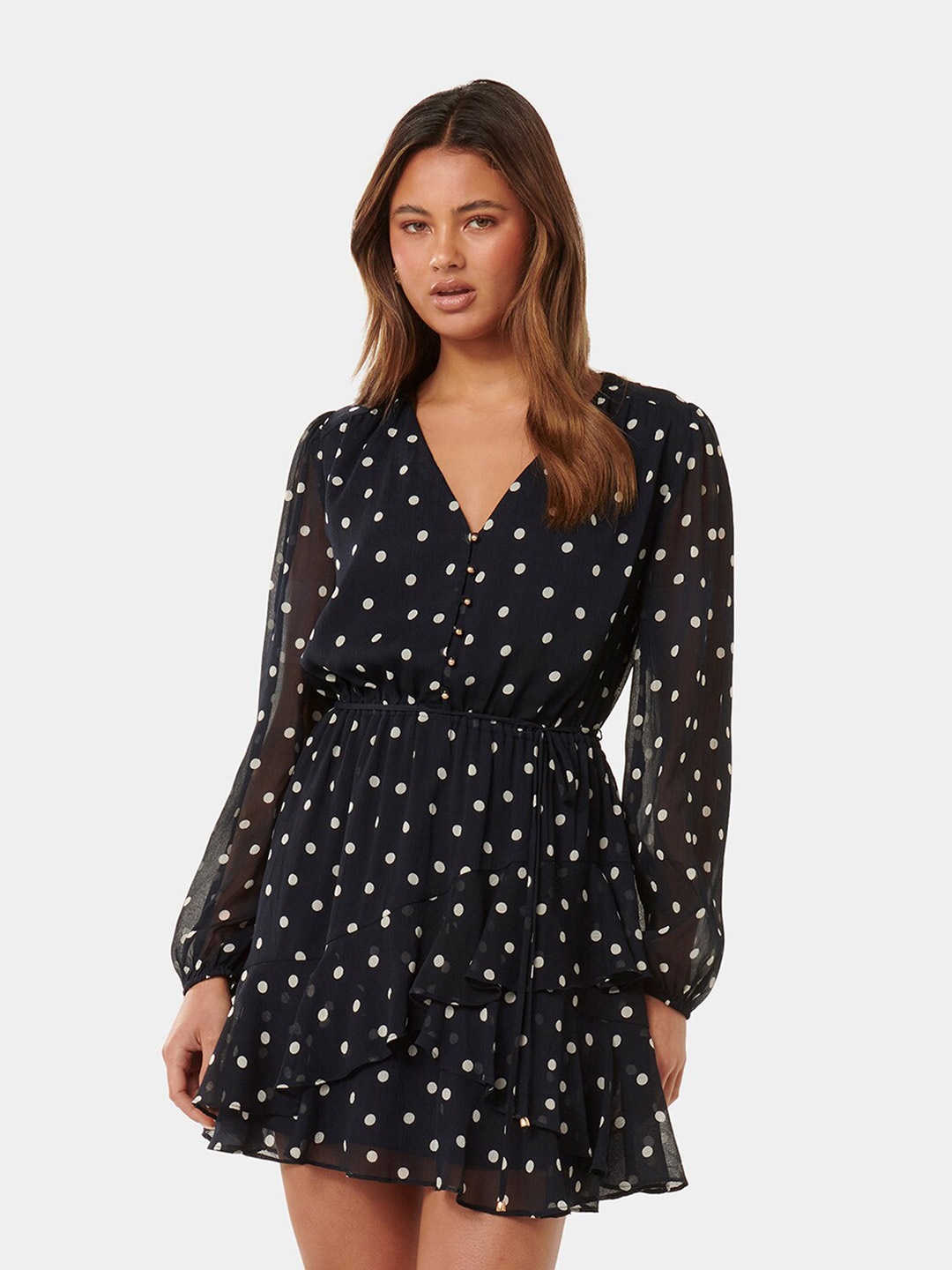 

Forever New Polka Dot Print Fit & Flare Dress, Black