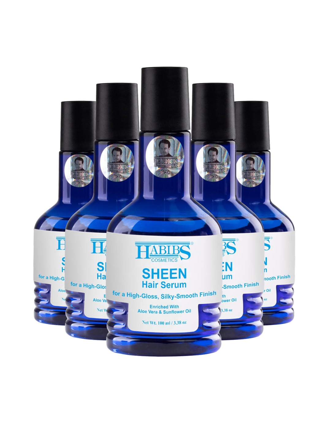 

HABIBS Sheen Set of 5 Hair Serum For Silky Smooth Finish - 100ml Each, Blue