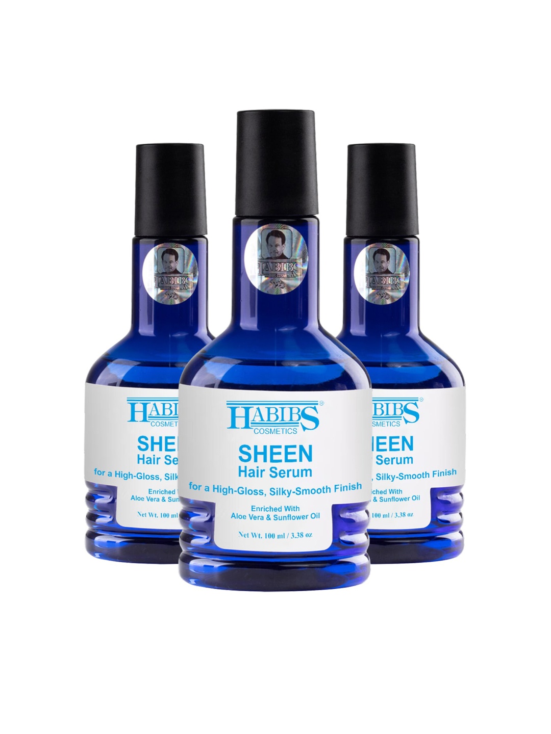 

HABIBS Sheen Set of 3 Hair Serum For Silky Smooth Finish - 100ml Each, Blue