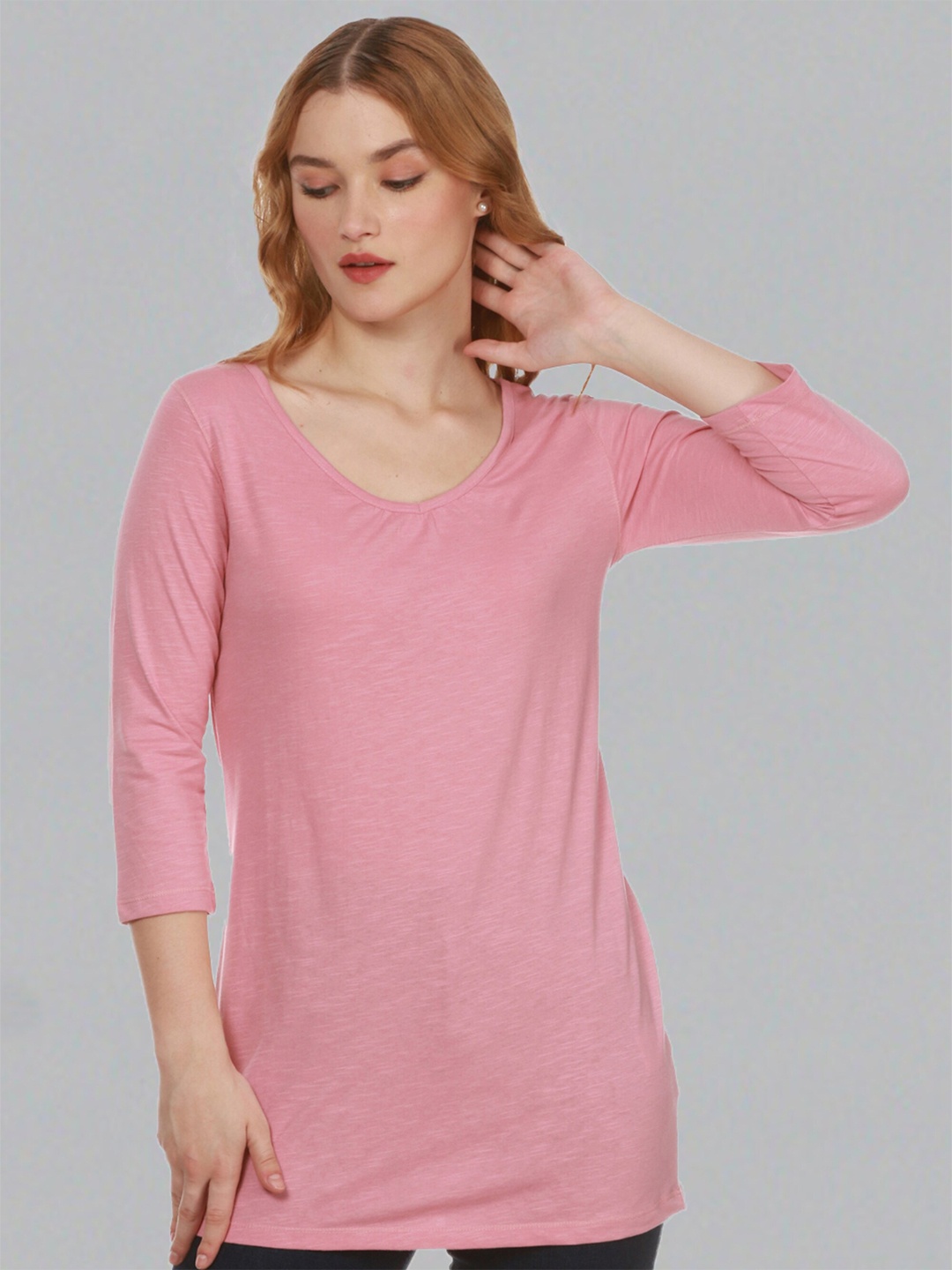 

Dream of Glory Inc Round Neck Pure Cotton Tunic, Pink