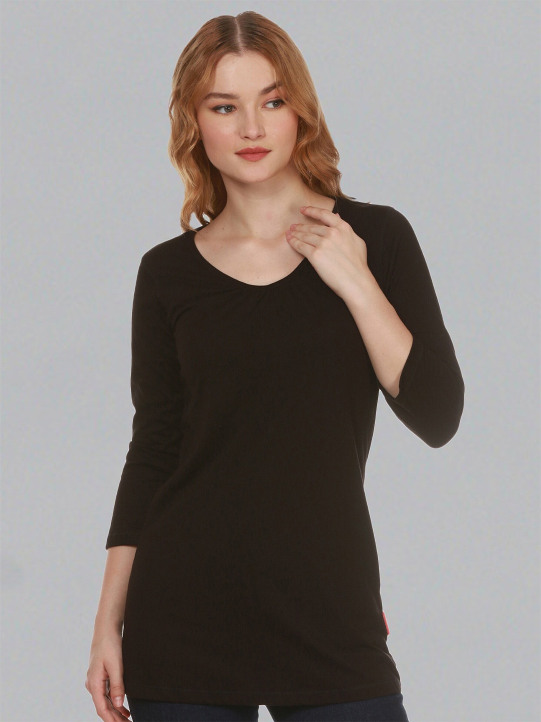 

Dream of Glory Inc Round Neck Pure Cotton Tunic, Black