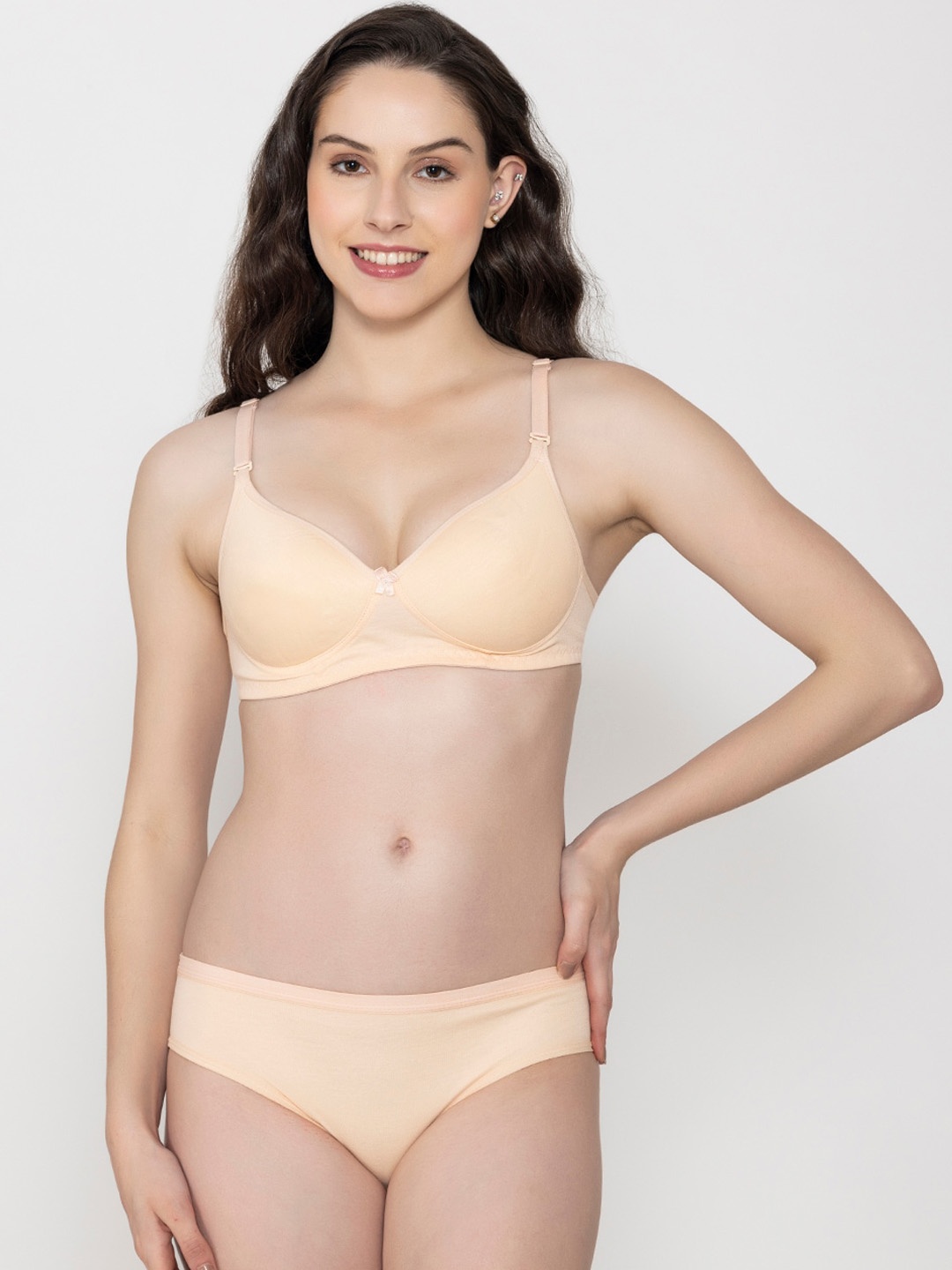

ESOROUCHA Lightly Padded Briefs Lingerie Set, Peach