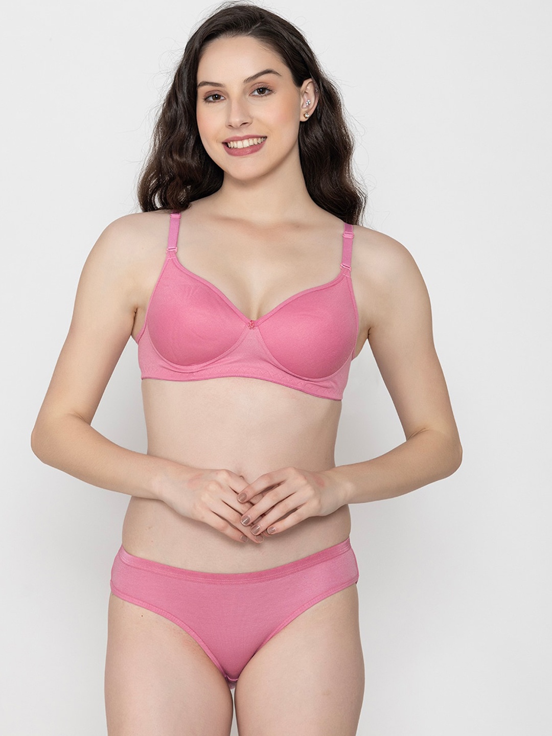 

ESOROUCHA Lightly Padded Briefs Lingerie Set, Pink
