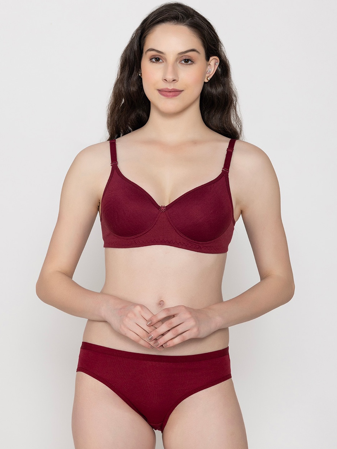 

ESOROUCHA Lightly Padded Briefs Lingerie Set, Maroon