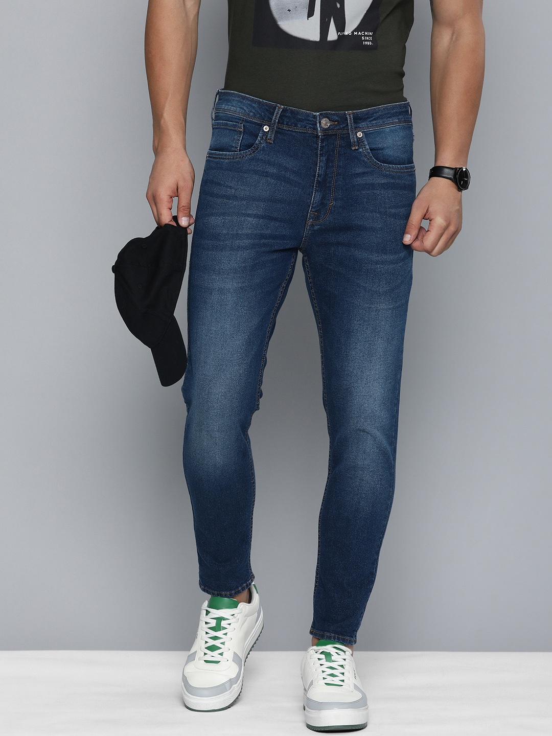 

Flying Machine Men Mankle Relaxed Fit Heavy Fade Stretchable Jeans, Blue