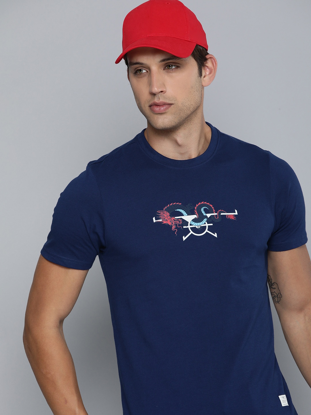 

Flying Machine Graphic Printed Pure Cotton T-shirt, Blue