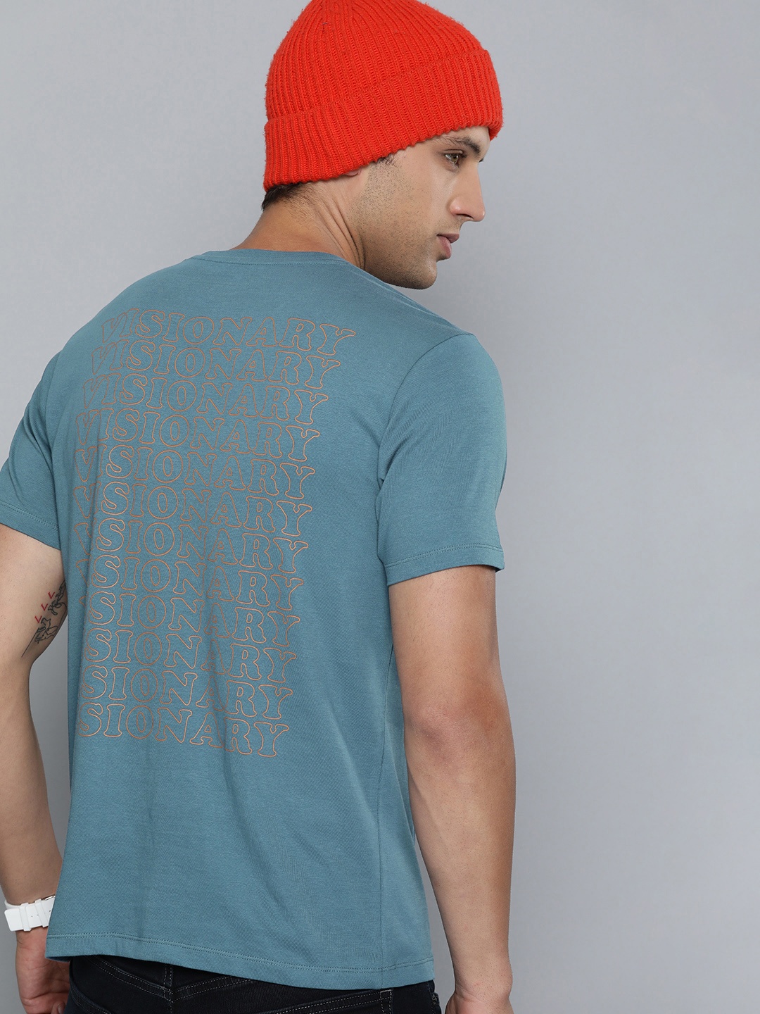 

Flying Machine Men Typography Printed Pure Cotton T-shirt, Blue