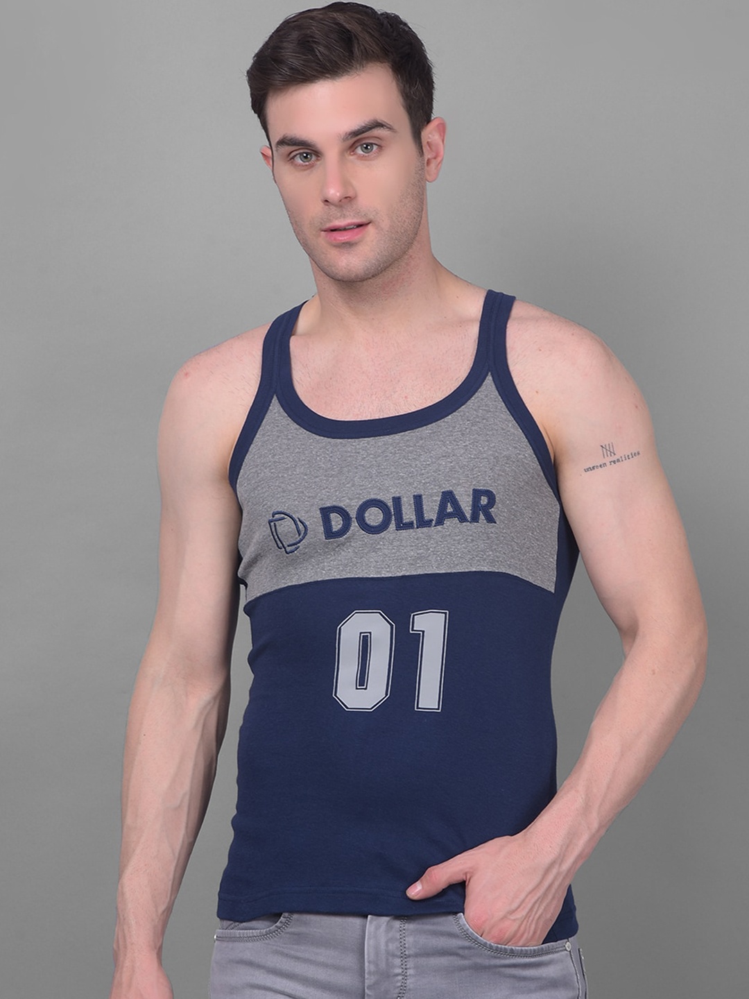 

Dollar Bigboss Men Solid Cotton Racerback Styled Gym Vest, Assorted