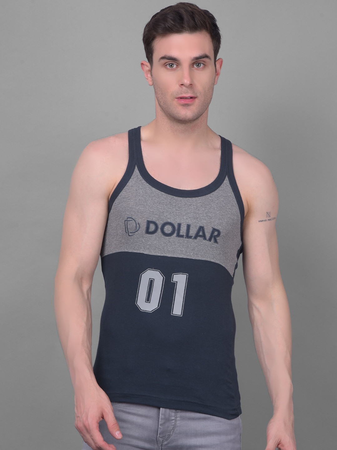 

Dollar Bigboss Colourblocked Assorted Cotton Racerback Styled Gym Vests