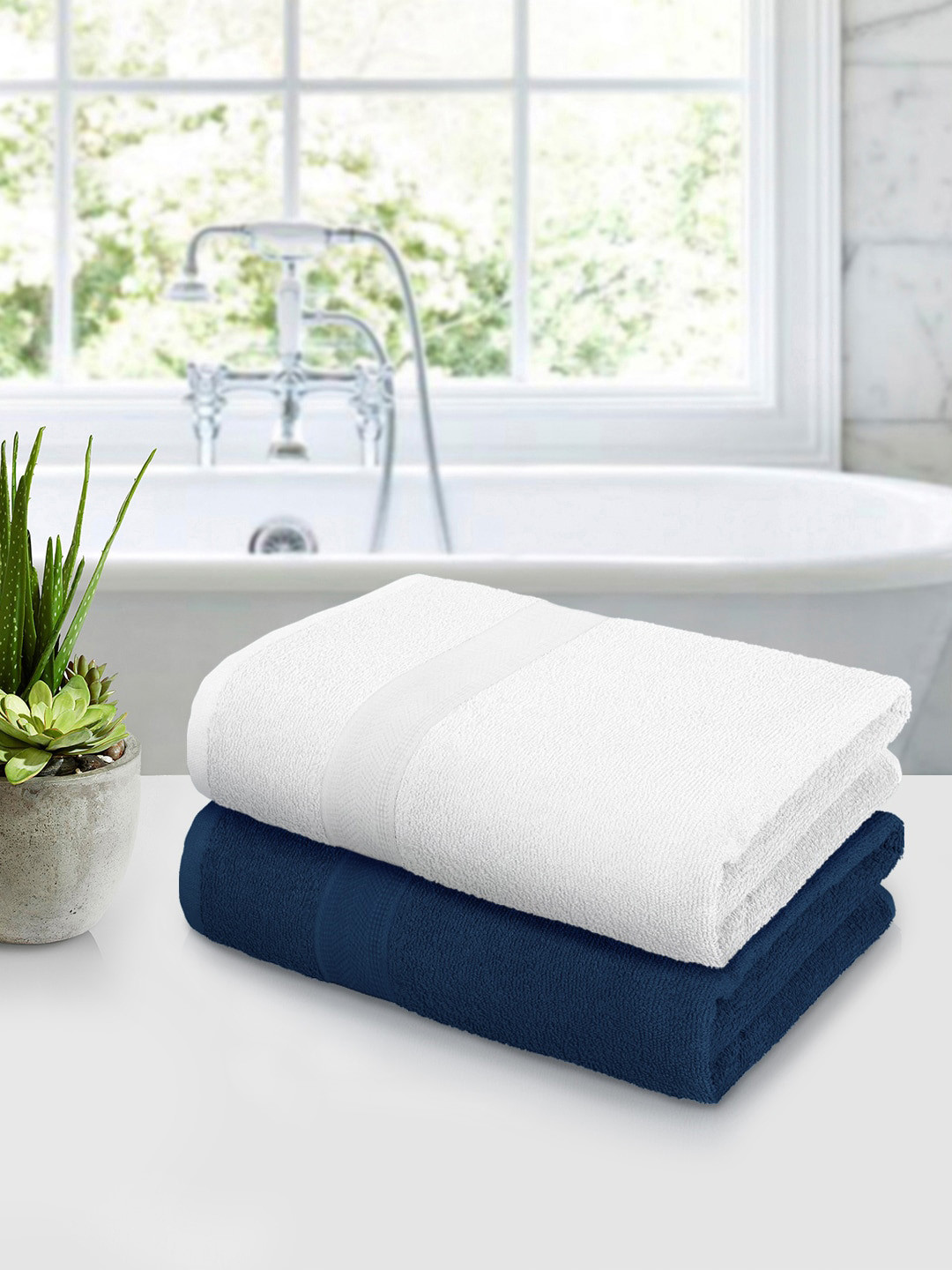 

Story@home White 2 Pcs Cotton Bath Towels