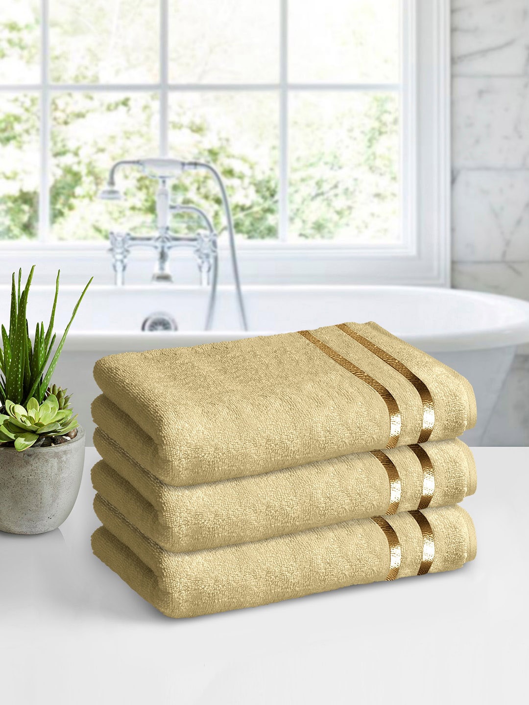 

Story@home Beige 2 Pcs Cotton Bath Towels