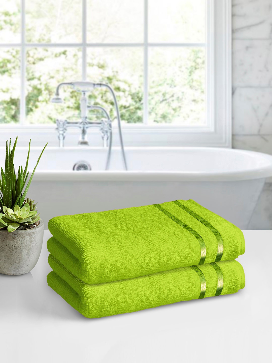 

Story@home Green 2 Pcs Cotton Bath Towels