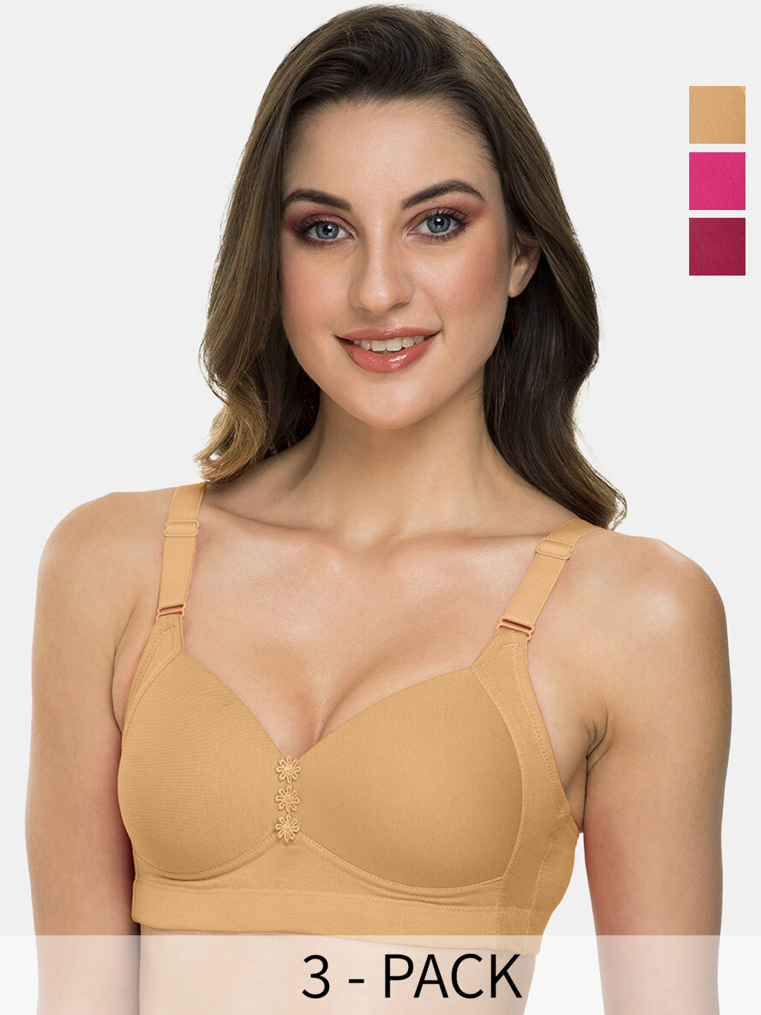 

Tweens Pack of 3 Minimizer Bra - Full Coverage Lightly Padded, Pink