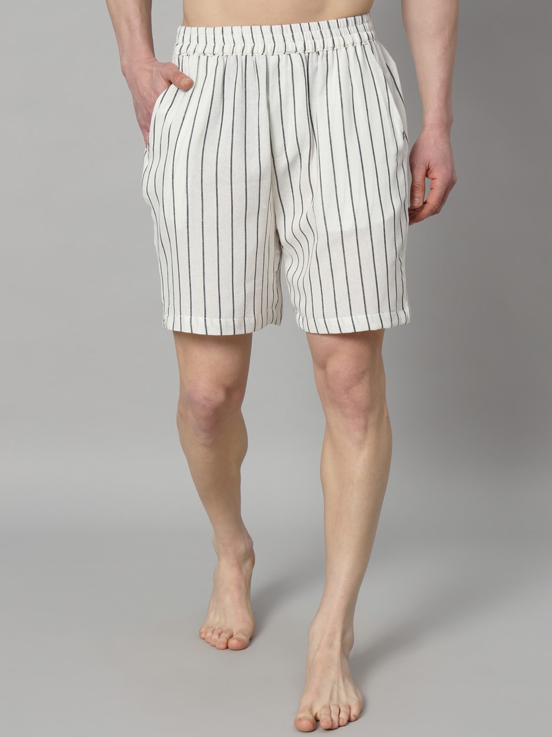 

OWO THE LABEL Striped Pure Cotton Boxers OTLMB02-S, White