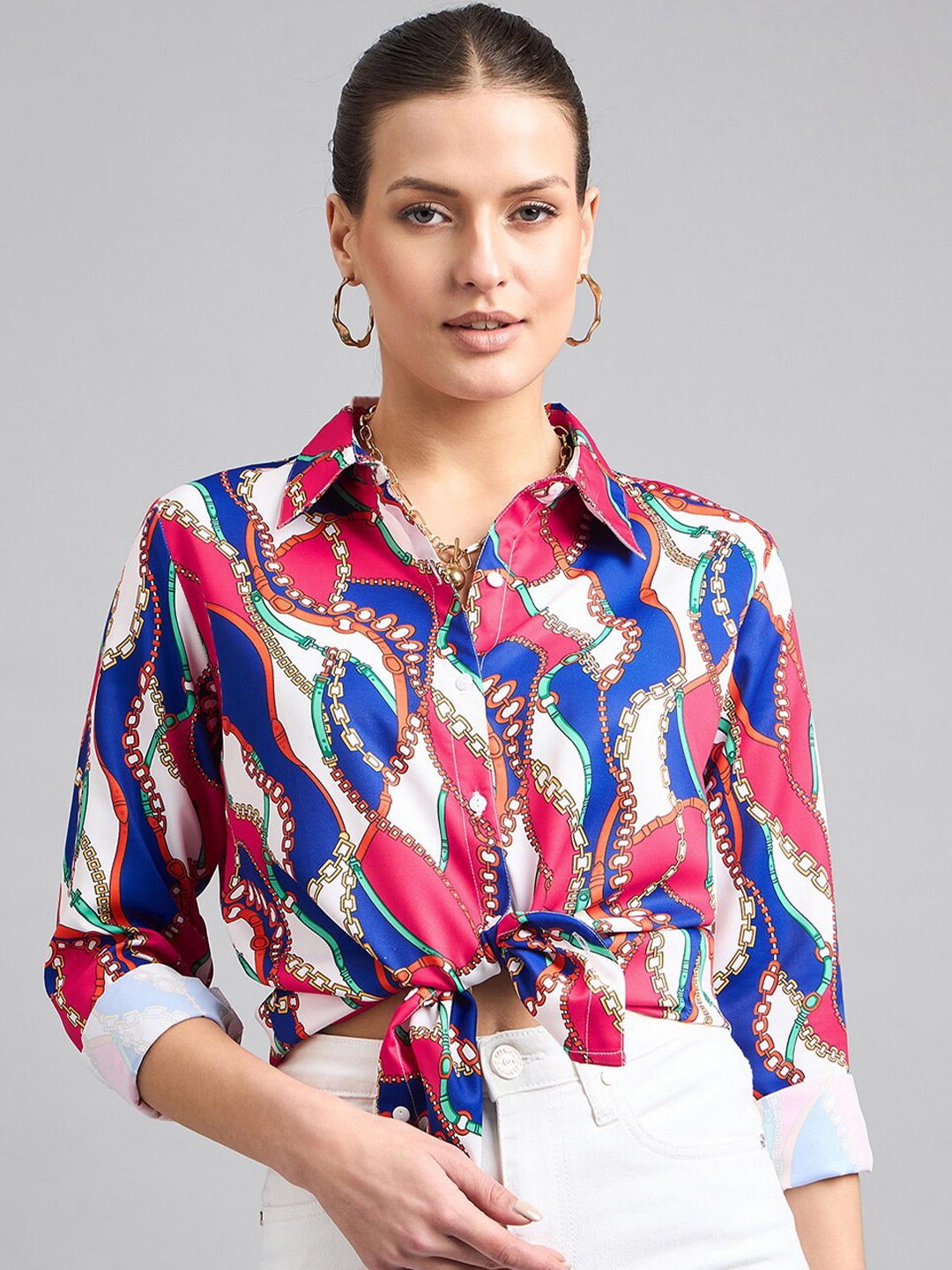 

Style Quotient Abstract Printed Party Shirt, Pink