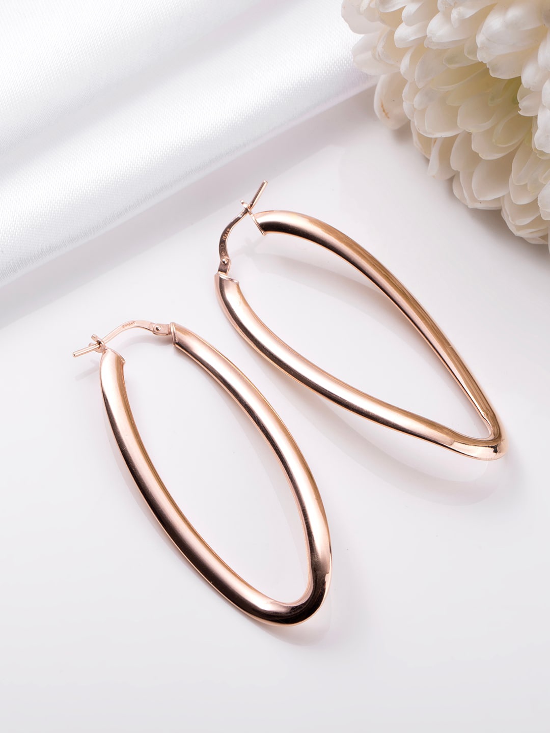 

Zavya 925 Pure Sterling Silver Rose Gold-Plated Contemporary Hoop Earrings