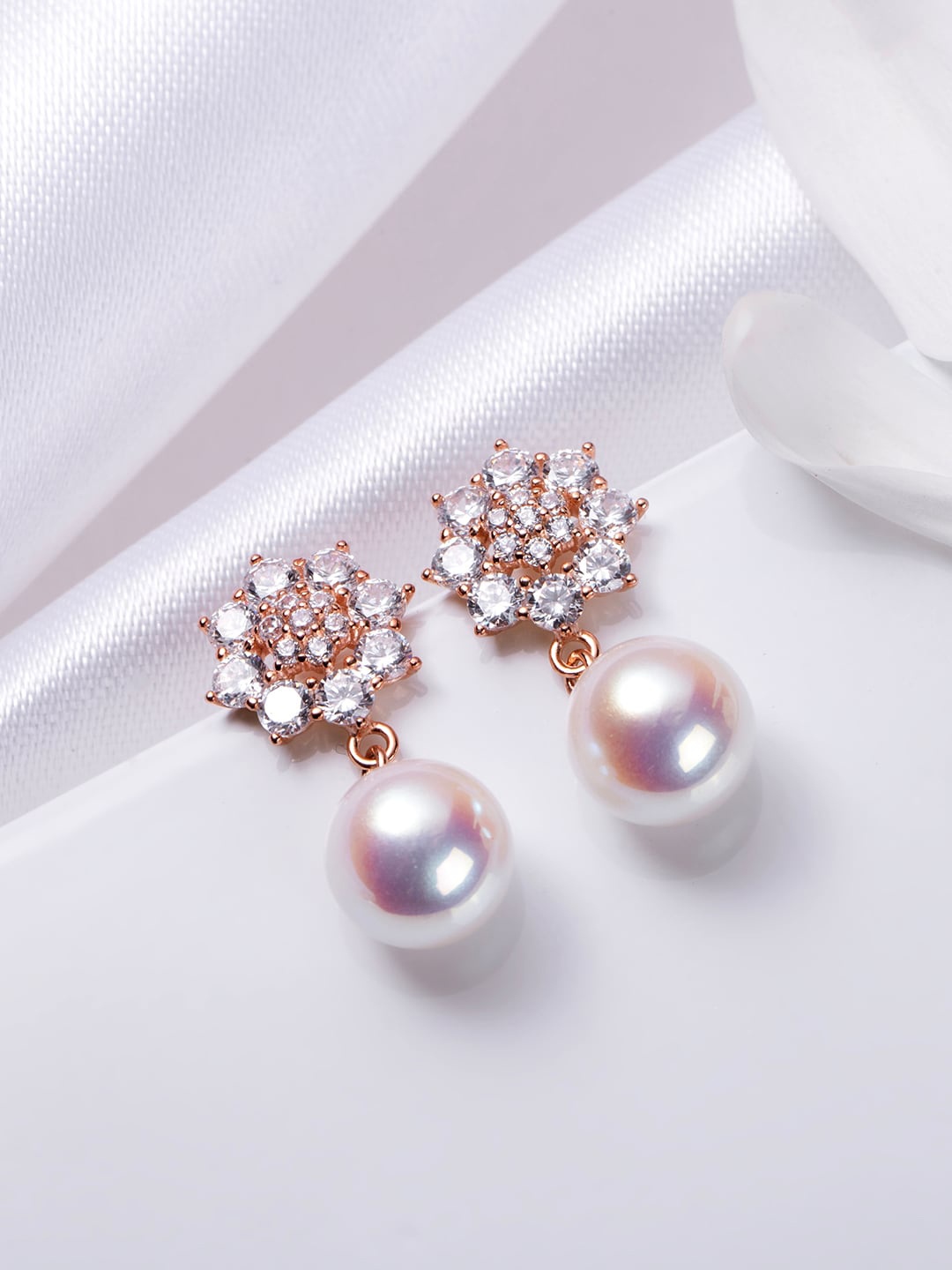 

Zavya Rose Gold-Plated 925 Pure Sterling Silver Beaded Contemporary Drop Earrings