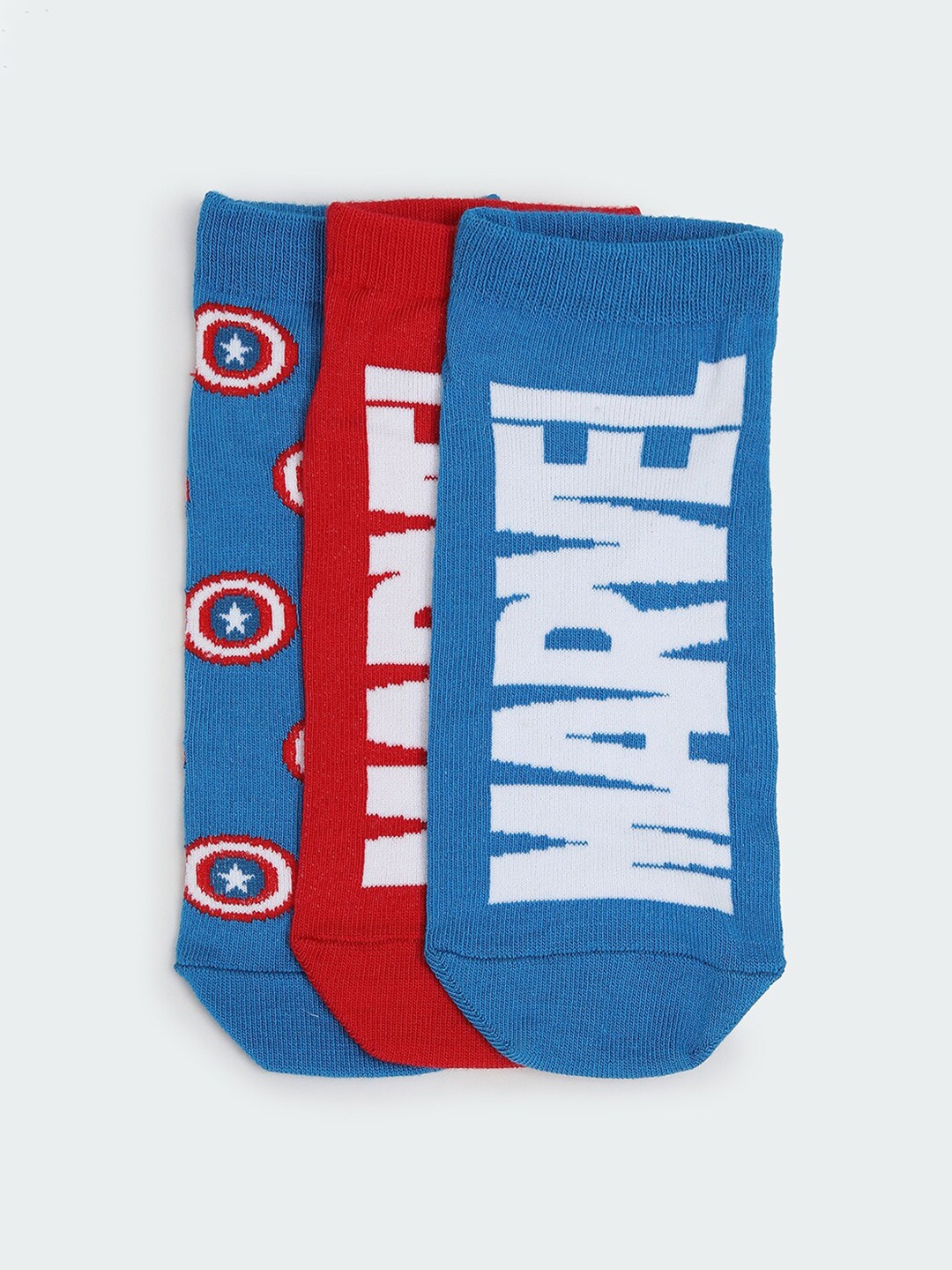 

max Men Pack Of 3 Typography printed Ankle-Length Socks, Blue