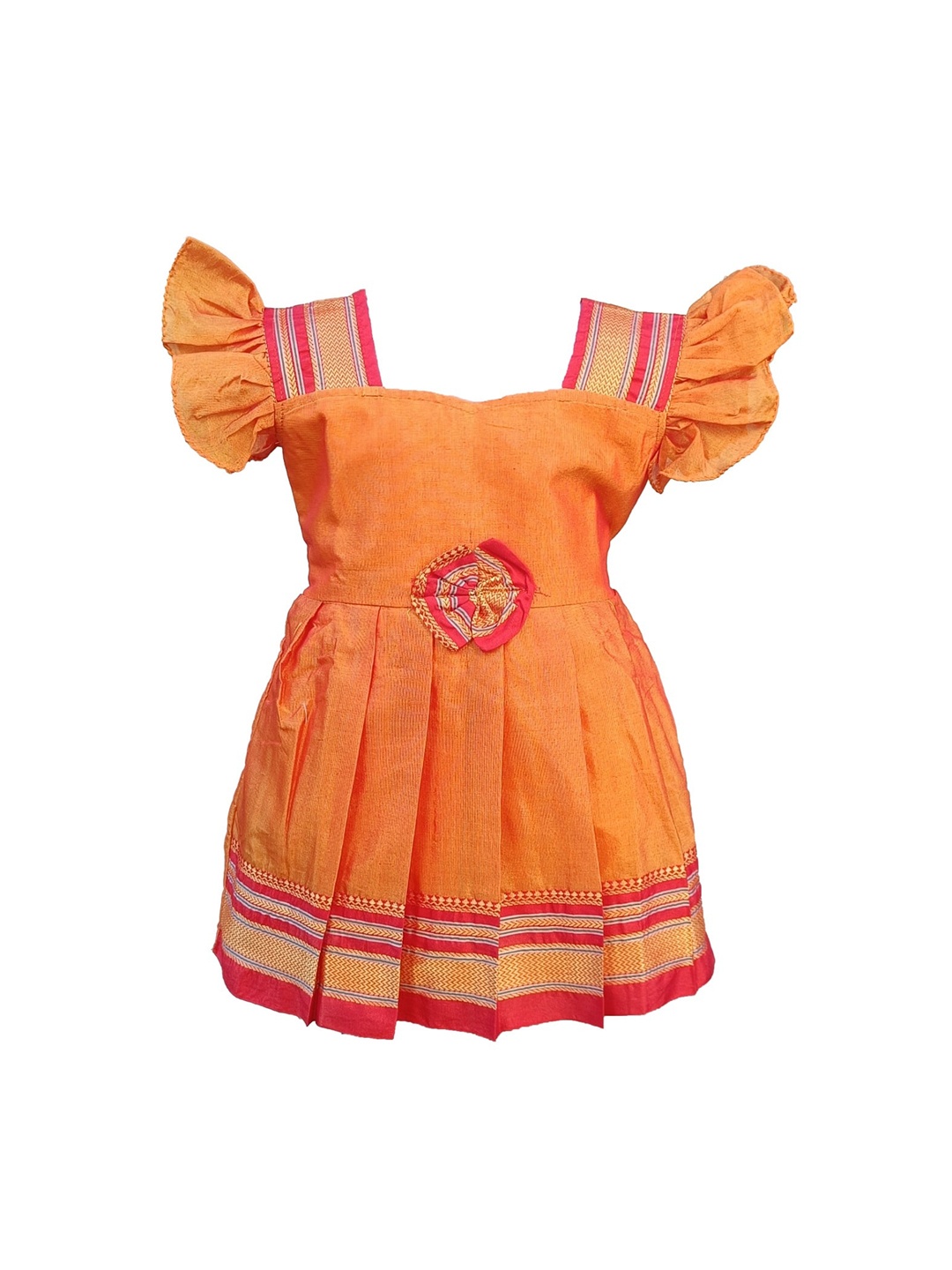 

BAESD Infants Girls Sweetheart Neck Cotton Fit & Flare Maxi Ethnic Dress, Orange