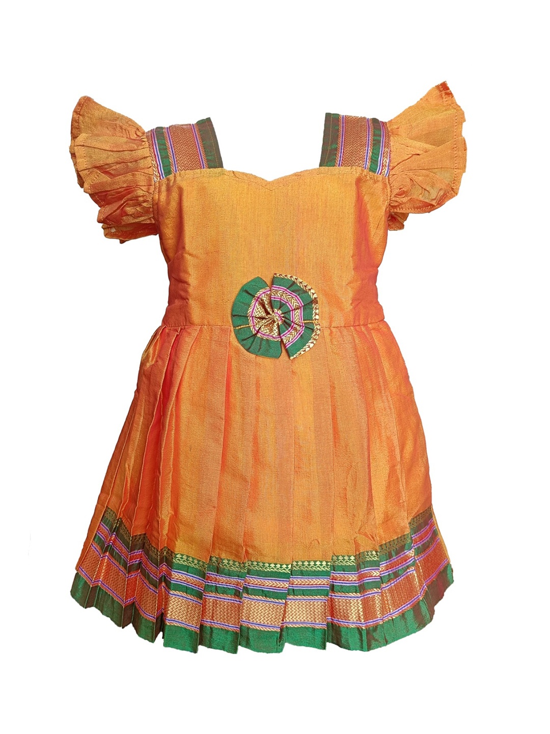 

BAESD Girls Amba Woven Design Cotton Ethnic Dress, Gold