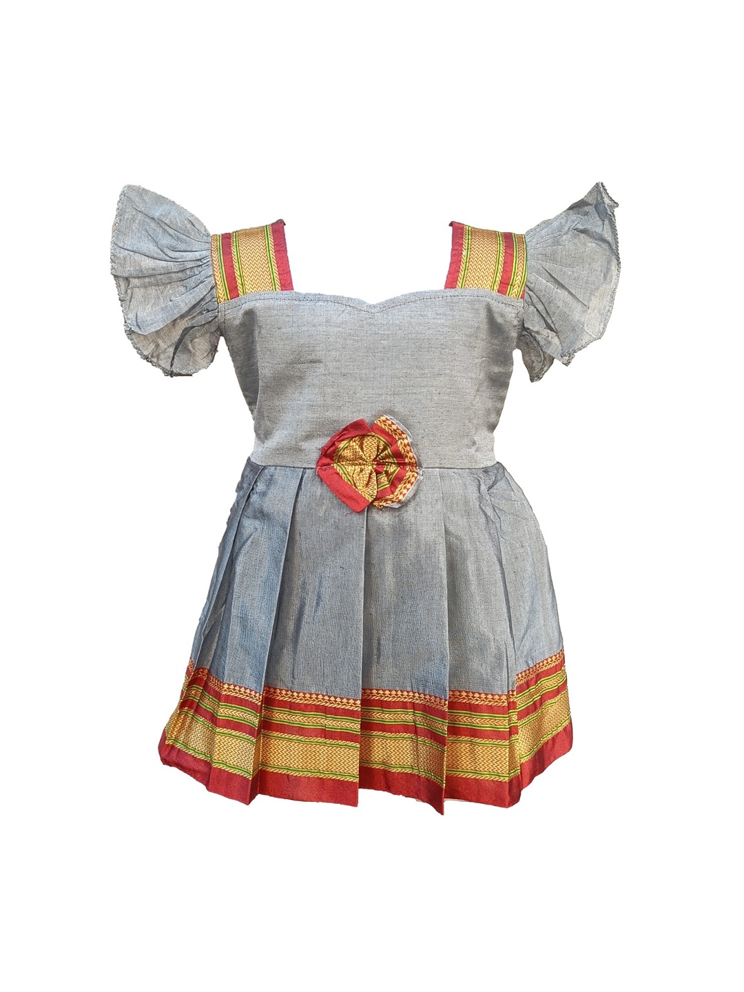 

BAESD Girls Sweetheart Neck Cotton Fit & Flare Maxi Ethnic Dress, Grey