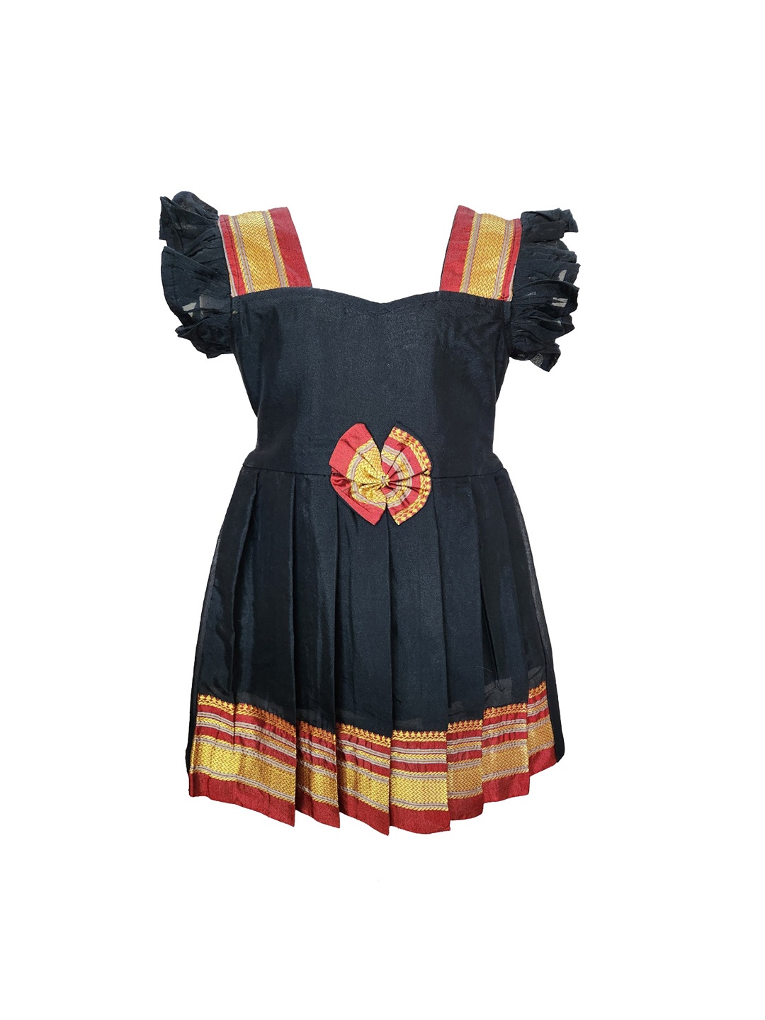 

BAESD Infants Girls Sweetheart Neck Cotton Fit & Flare Midi Ethnic Dress, Black