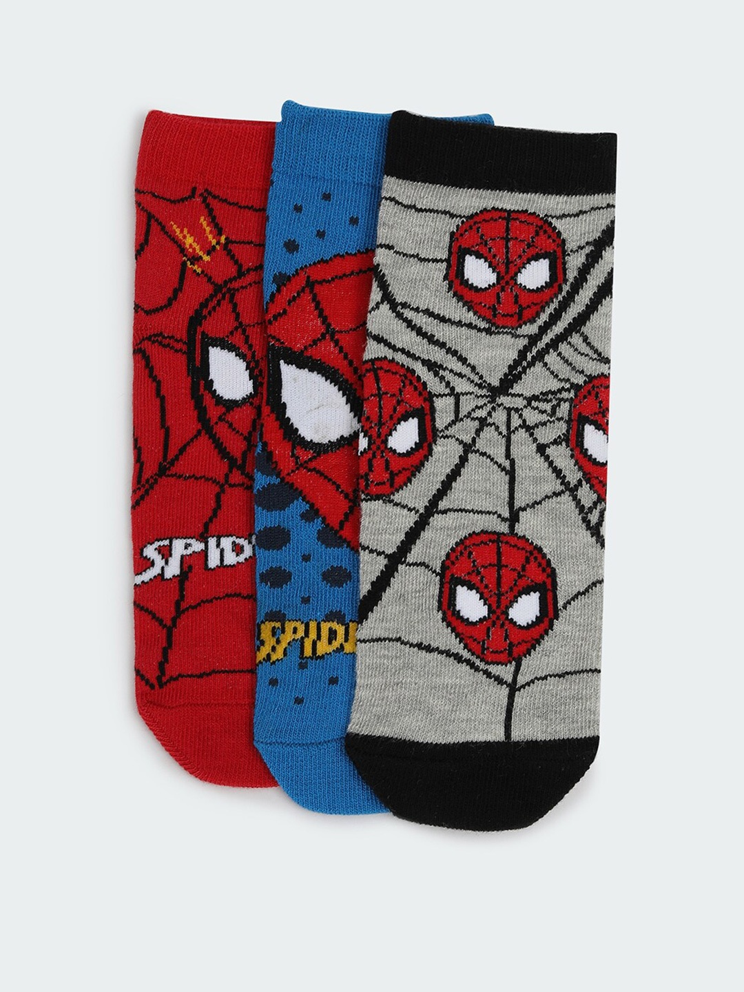 

max Boys Pack Of 3 Spiderman Patterned Ankle Length Socks, Red