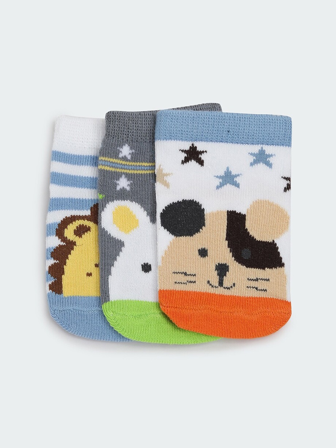 

max Boys Pack Of 3 Patterned Ankle-Length Socks, Grey