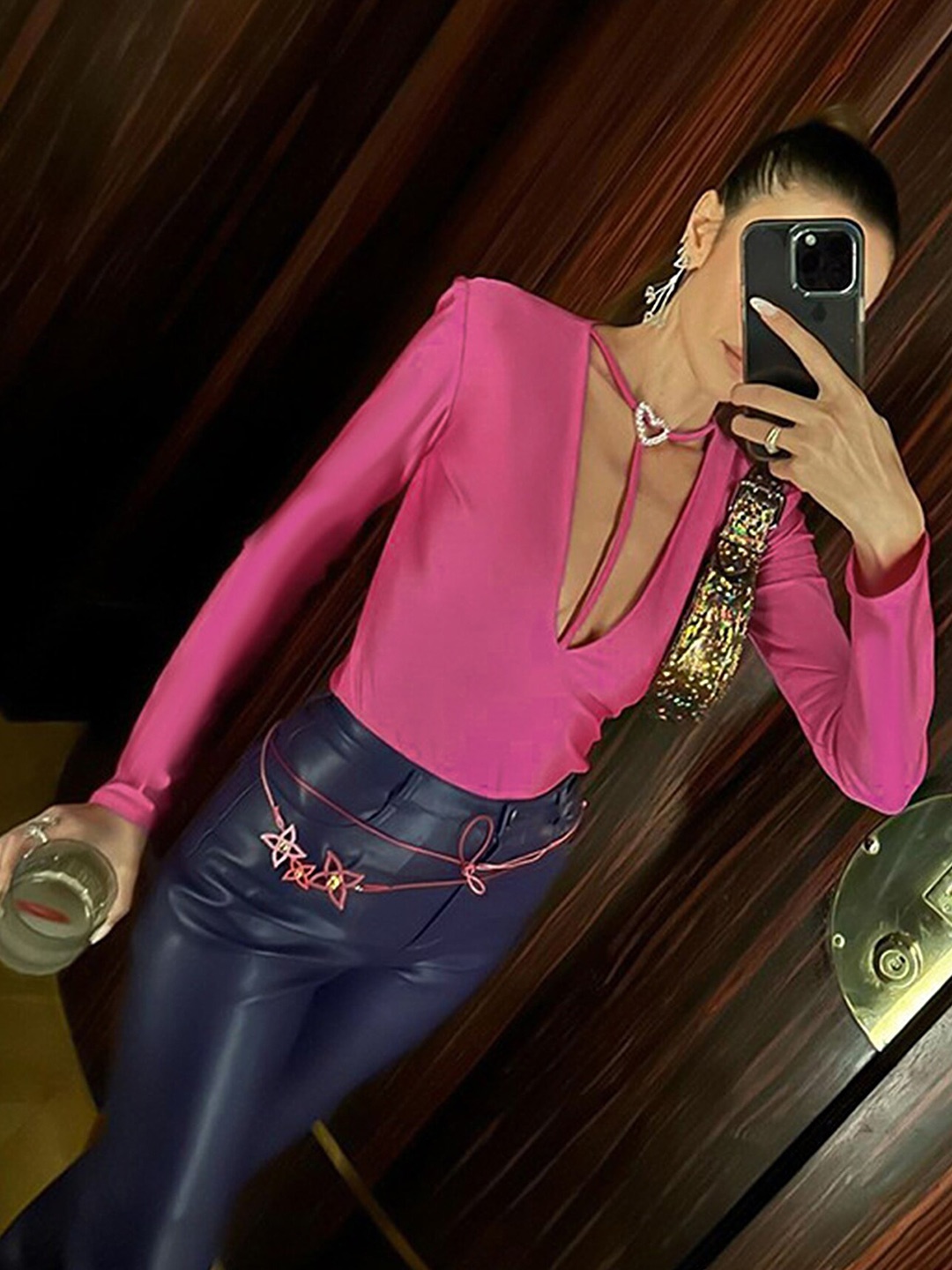 

LULU & SKY Long Sleeves Fitted Top, Rose